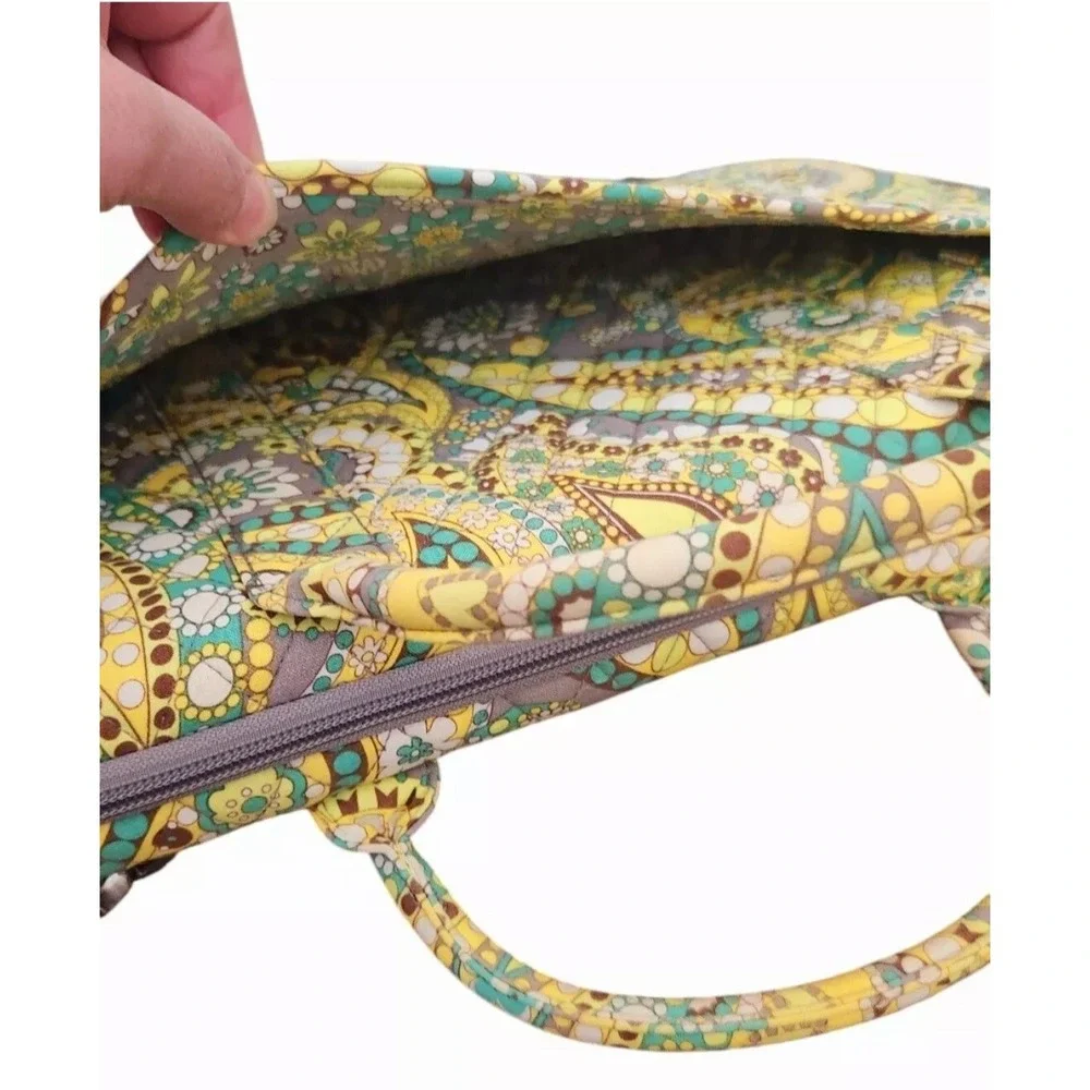 Vera Bradley Laptop Hardshell Quilted Crossbody Bag‎ Yellow Turquoise Paisley